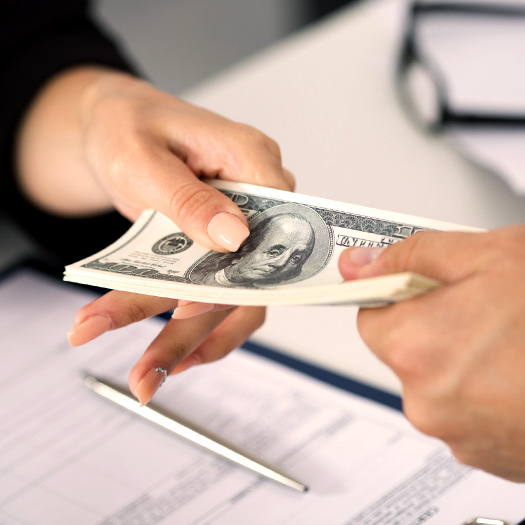 Person borrowing cash.