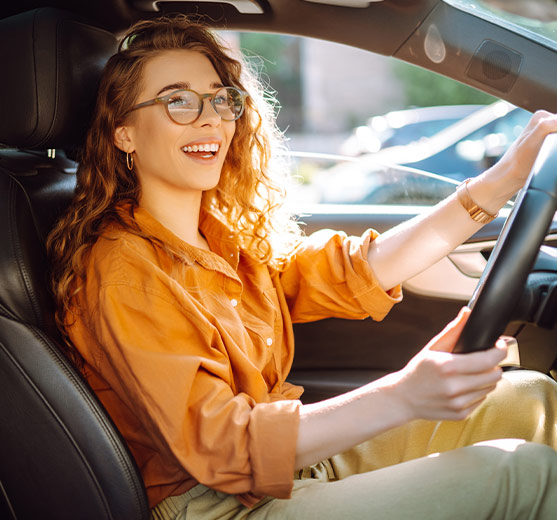 Woman driving car