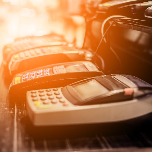 Credit card processing machines.