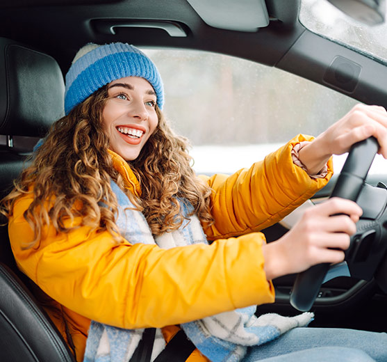 Girl driving car