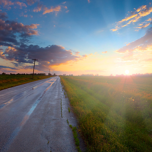 Wisconsin country road after a rain.