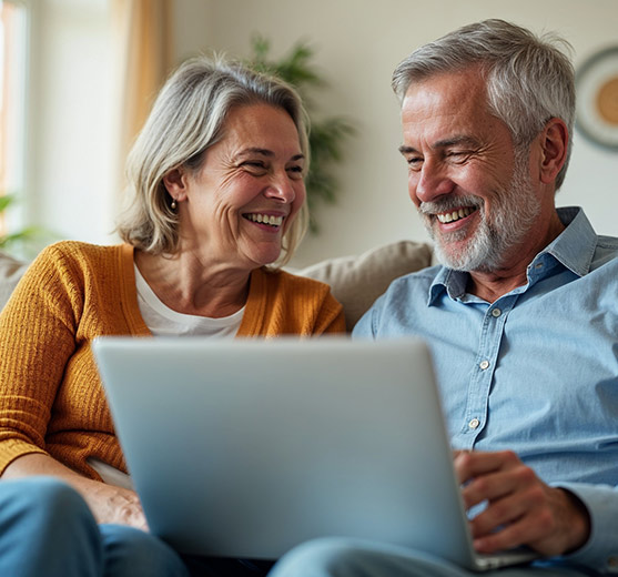 Couple working on their laptop.