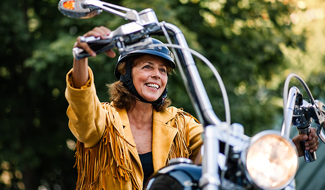 Woman riding a motorcycle