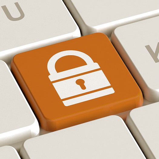 Abstract security key on keyboard.