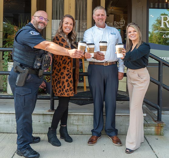 Picture of people with coffee cups