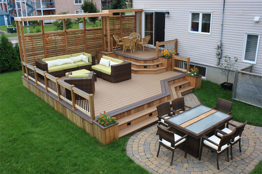 wisconsin backyard deck with chairs