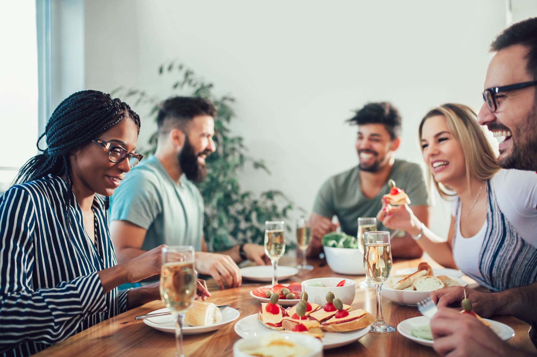 Friends eating meal