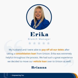 Testimonial for branch manager Erika